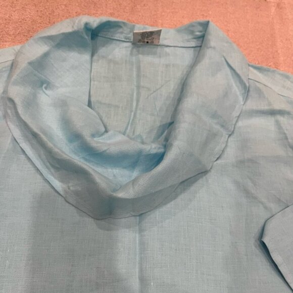 [XS]Click By Color Me Cotton Light Blue Cowl Neck Tunic Linen Top Blouse NWOT - Picture 3 of 9